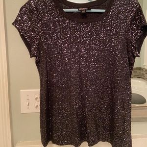 DKNY sequin shirt-sleeved top